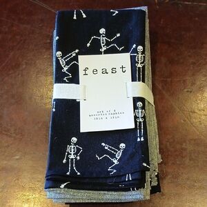 Set of 8 Kitchen Towels Skeleton Yoga 18x18" NWT